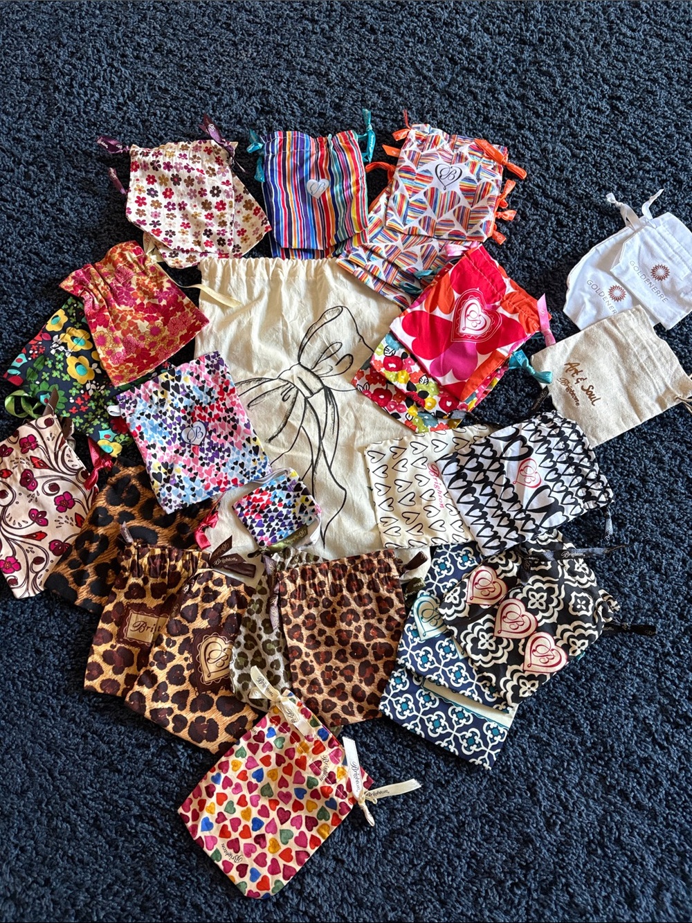 Brighton multiple Prints Drawstring jewelry Pouches